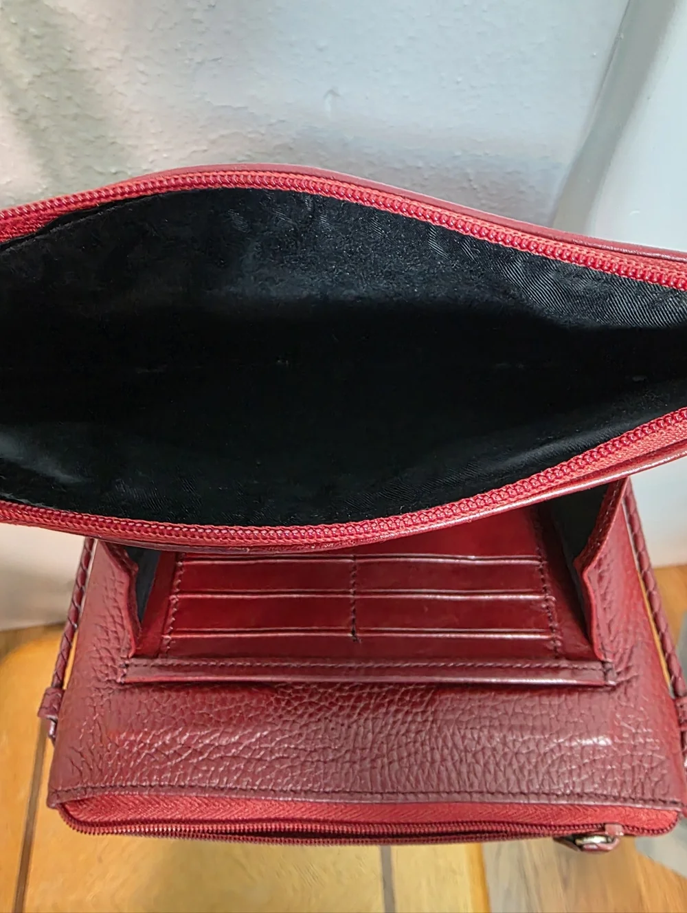 Brighton Red Leather Heart-Embellished Crossbody Bag